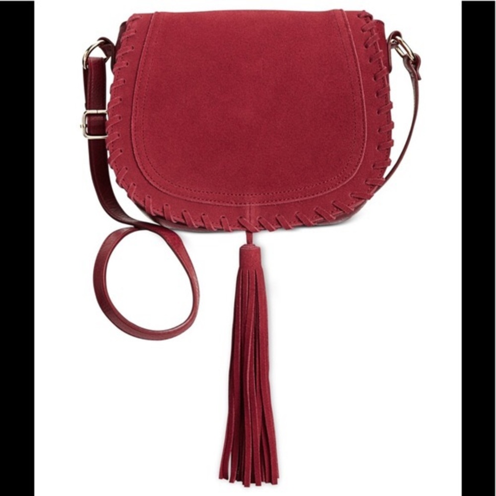 INC Boho Willow Red Saddle Tassel Bag Purse Festival Western